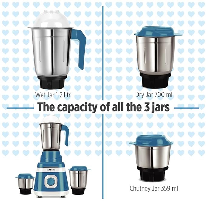 trumate truwhirl 1103 Mixer-Grinder with 3 Stainless Steel Jars - Image 4