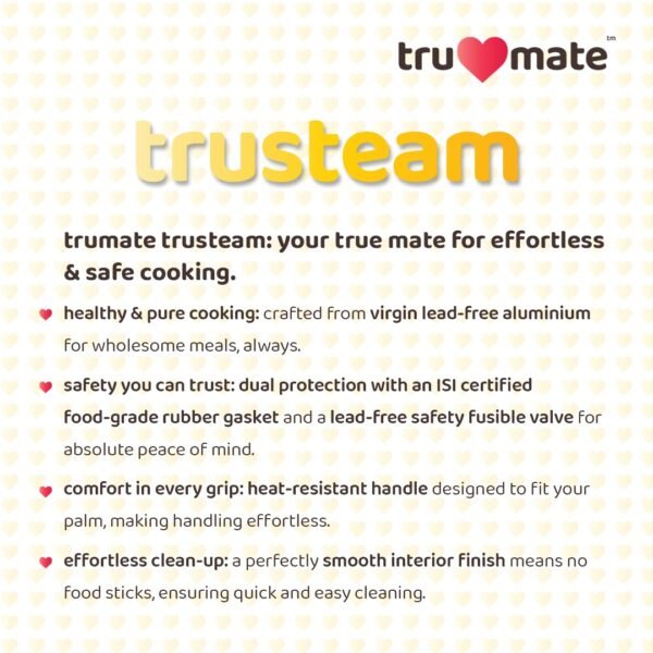 trumate trusteam aluminium pressure cooker contour - 5 ltr - Image 4