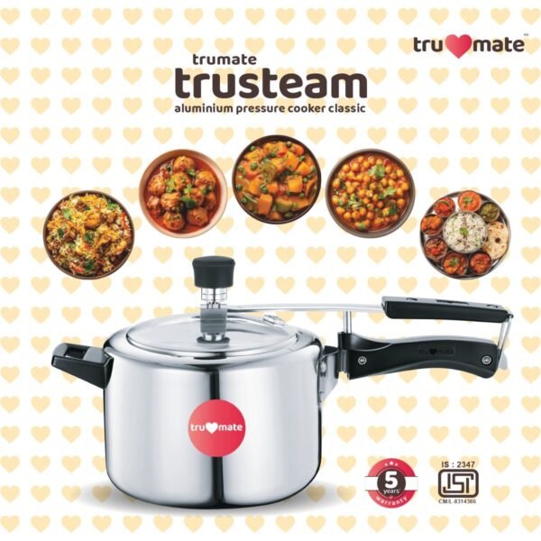 trumate trusteam aluminium pressure cooker classic - 5 ltr - Image 5