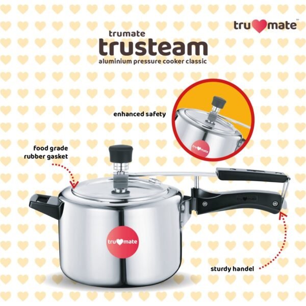 trumate trusteam aluminium pressure cooker classic - 5 ltr - Image 4