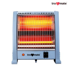 TruMate quartz heater with visible heating elements and control switch, designed for efficient heating.