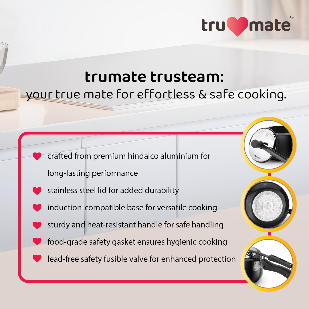 trumate trusteam HACN 1235 (IB) – 5 Ltr Hard Anodized Pressure Cooker with Stainless Steel Lid - Image 7