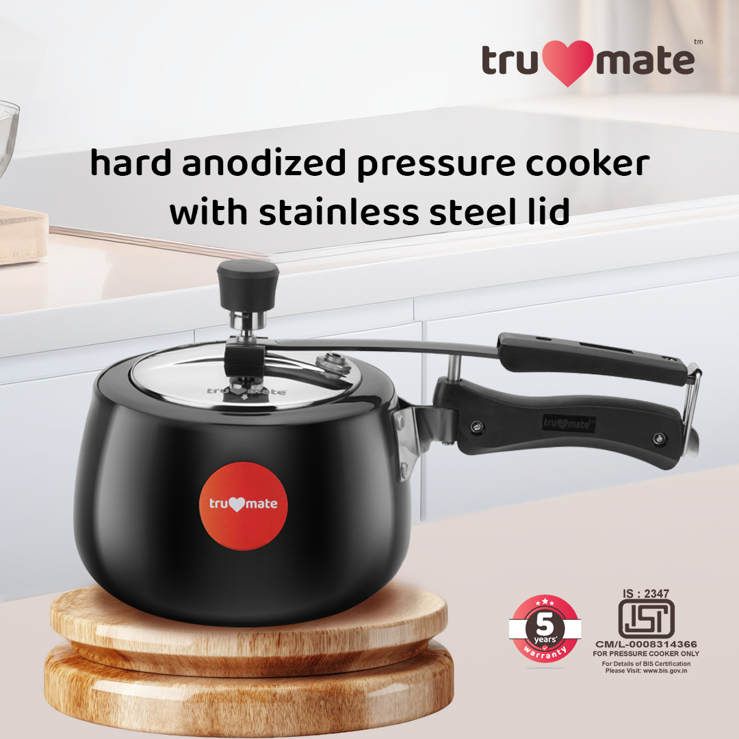 trumate trusteam HACN 1233 (IB) – 3 Ltr Hard Anodized Pressure Cooker with Stainless Steel Lid - Image 3
