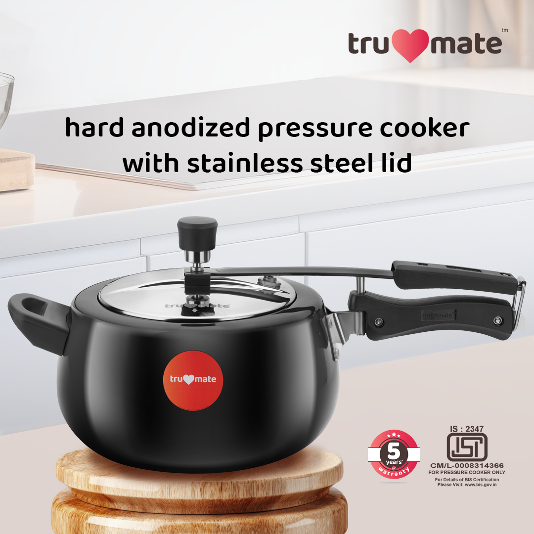 trumate trusteam HACN 1235 (IB) – 5 Ltr Hard Anodized Pressure Cooker with Stainless Steel Lid - Image 3