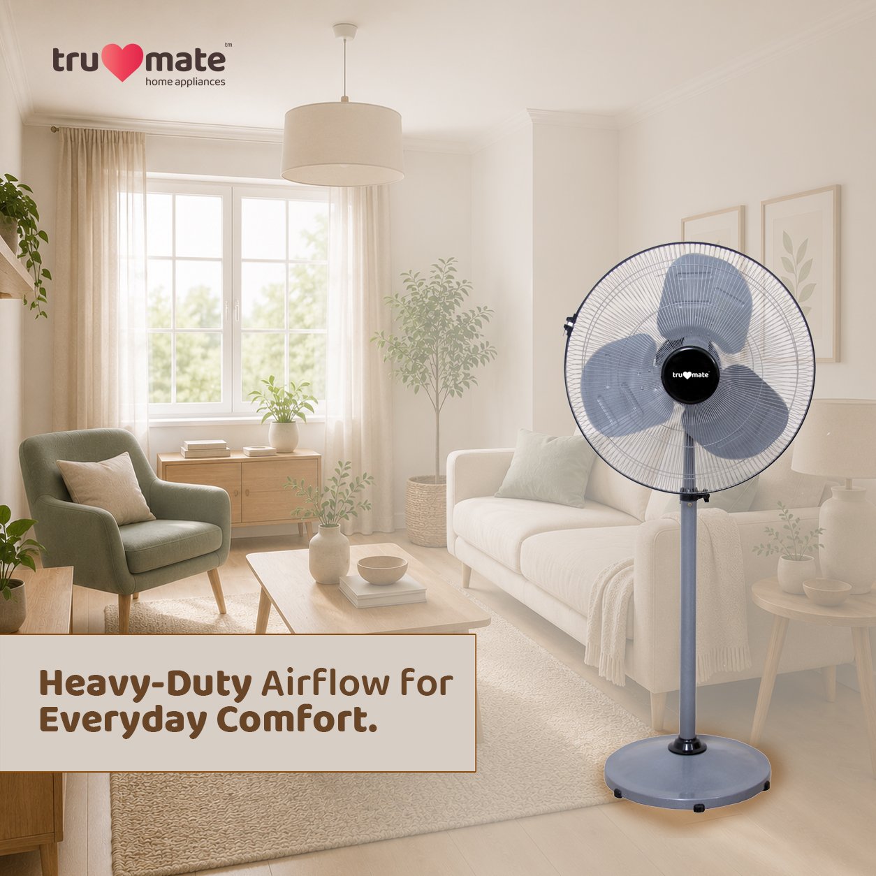trumate trucool PDNG 6520 – 20 Inch Pedestal Fan with Heavy Duty Motor, Aluminium Blades & Double Ball Bearing - Image 3
