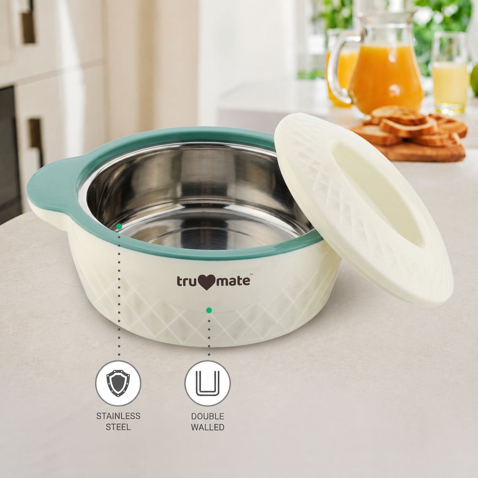 trumate truserve CRP 1700 – Premium Insulated Casserole with Stainless Steel Inner, Green - Image 3