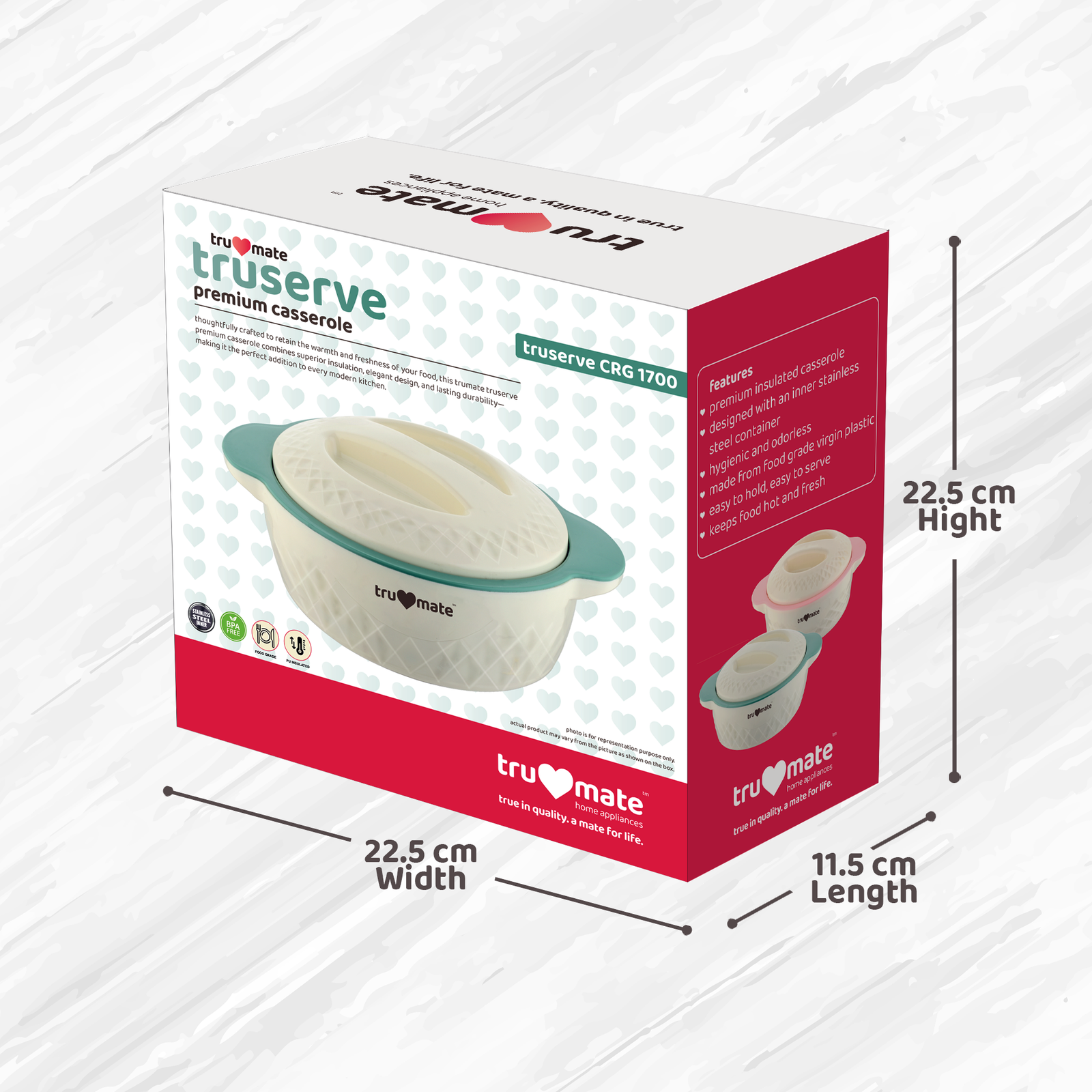 trumate truserve CRP 1700 – Premium Insulated Casserole with Stainless Steel Inner, Green - Image 6