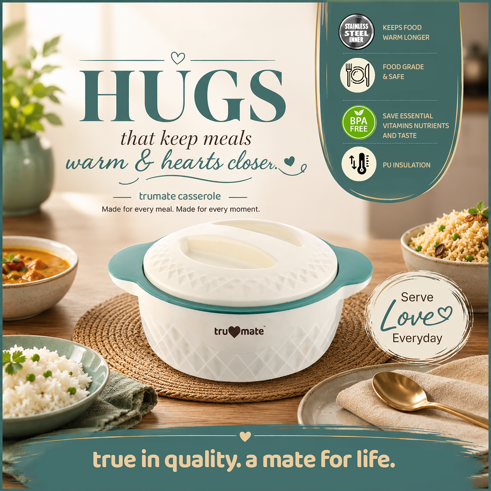 trumate truserve CRP 1700 – Premium Insulated Casserole with Stainless Steel Inner, Green - Image 4